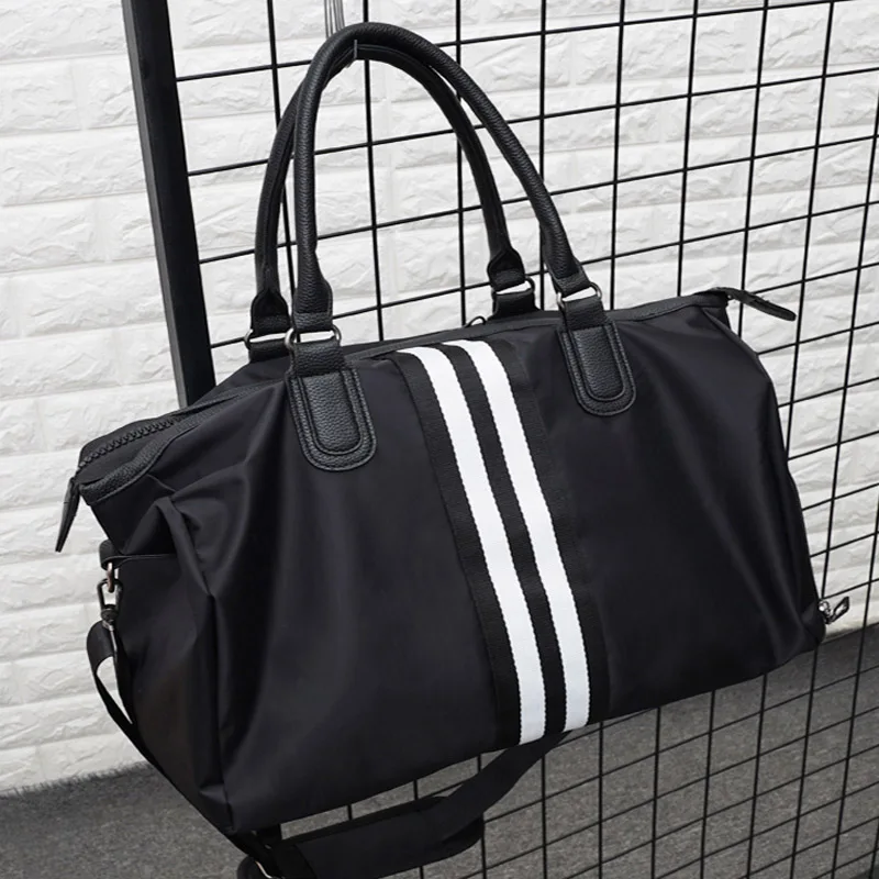 Унисекс нейлоновая дорожная сумка, женская сумка для путешествий, ручная сумка, сумки на плечо, пара, в полоску, через плечо, сумка-тоут, для короткой поездки, упаковка XA716WB