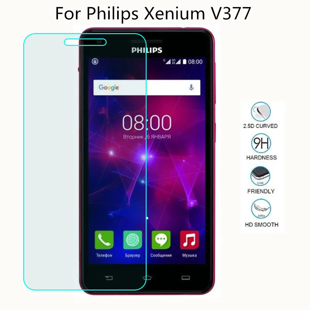 

New Screen Protector Glass Phone For Philips Xenium V377 Phone Tempered Glass SmartPhone Front Film Protective Screen