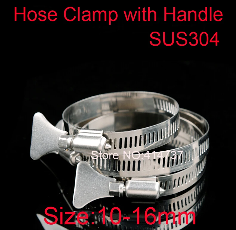

50pcs/lot High Quality 10-16mm American Style Hose Clamp with Butterfly Handle 304 Stainless Steel hose hoops with handle