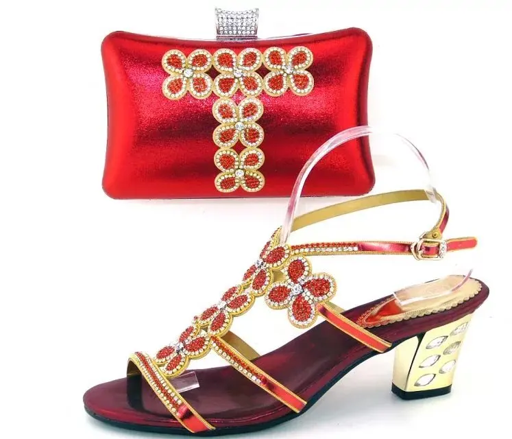 Latest Red Color Nigerian font b Party b font font b Shoes b font and Bag