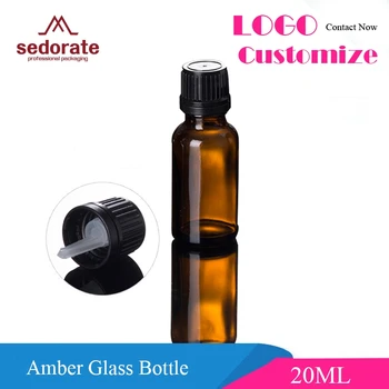 

Sedorate 50 pcs/Lot Amber Glass Essential Oil Refillable Bottle 20ML Inner Plug Dropper Cosmetic Containers Bottles XMBB20