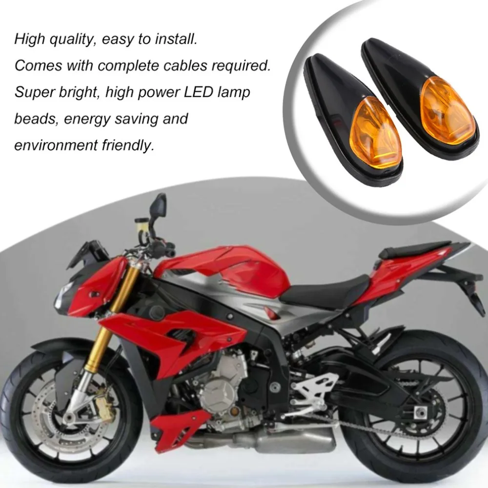 

2pcs Mini Motorcycle Turn Signal Light With Extension Lines Universal Motorcycle LED Turn Signal Indicator