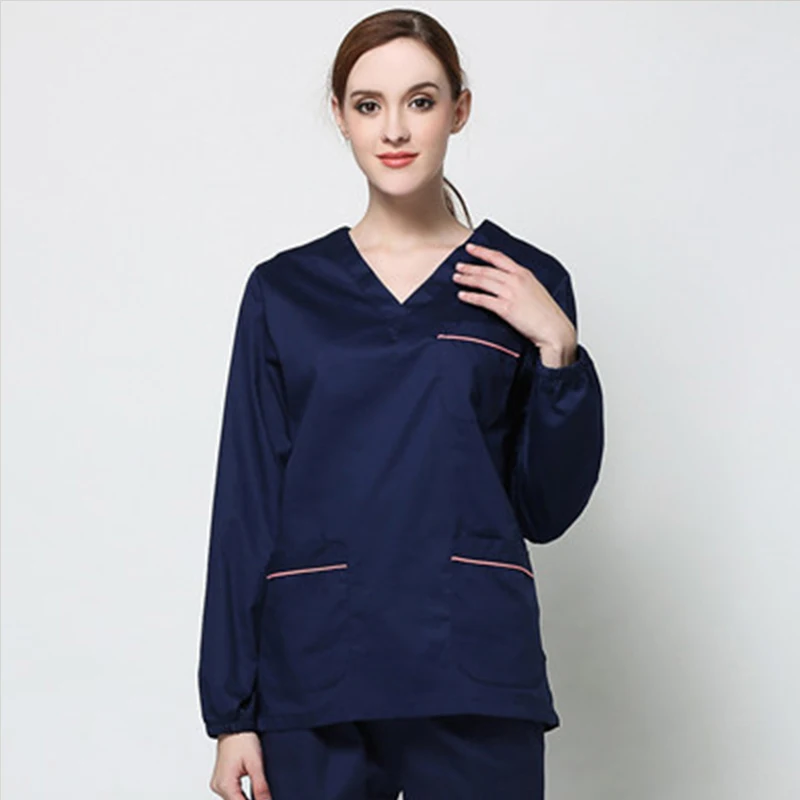 Больничные женские наборы для ухода за кожей, доктор, изолированный халат, одежда для мытья, хирургическая форма, медицинская стоматологическая Рабочая одежда - Цвет: Синий