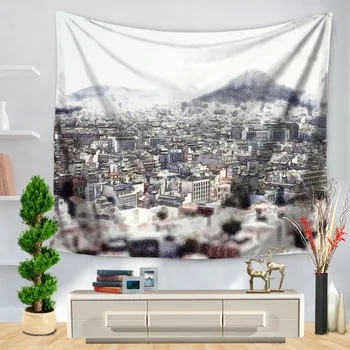 

Home Decorative Wall Hanging Carpet Tapestry 130x150cm Rectangle Bedspread City Building Painting Pattern GT1155