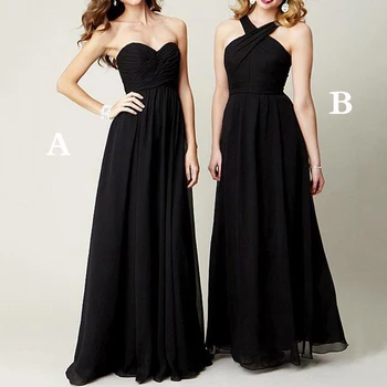 

Hot Sale Halter Chiffon Bridesmaid Dresses Simple Pleat Prom Long vestido de festa Bridesmaid Dress
