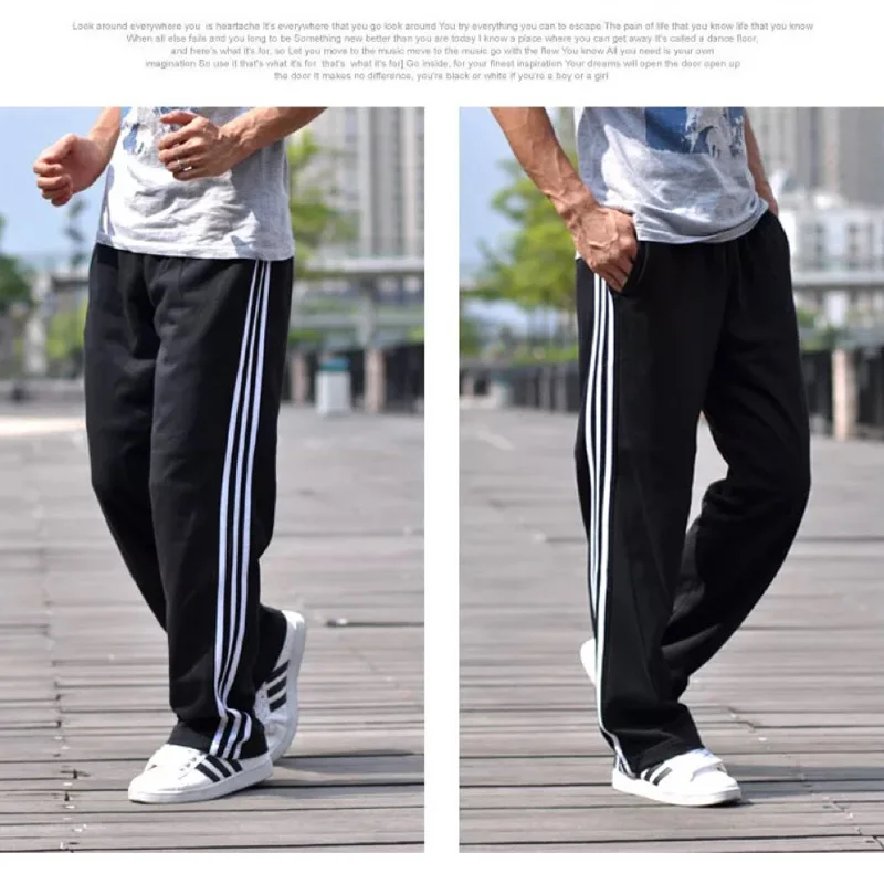 

Mens Natural Cotton Trousers Pants 7XL Men's sweatpants Casual Male Solid Elastic Waist Straight Loose Pants Plus Size