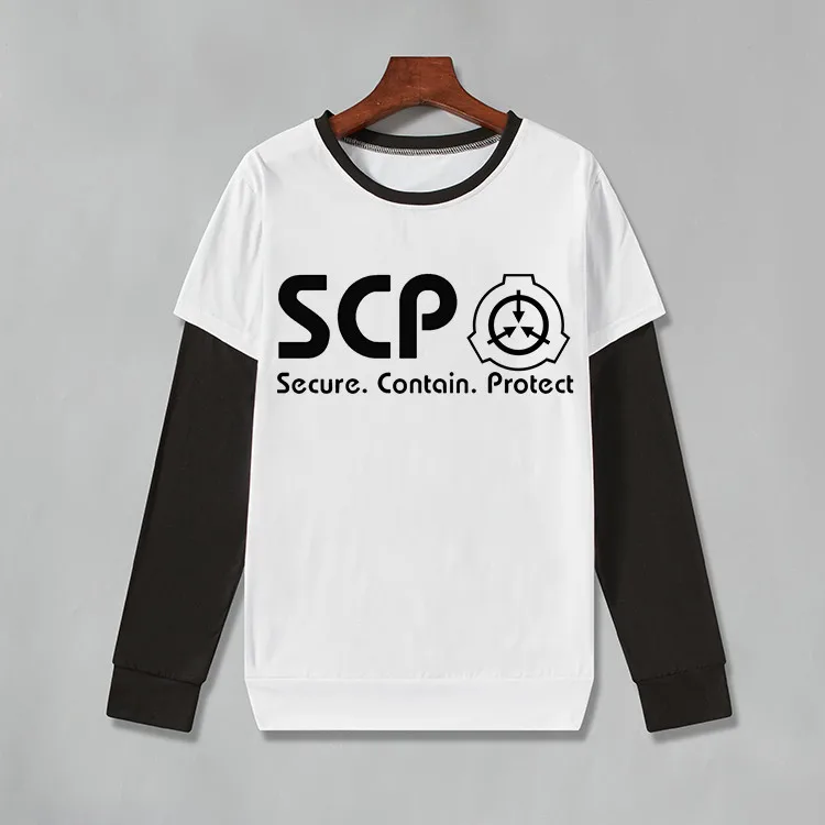 SCP футболка с длинными рукавами Весенние футболки с круглым воротником и принтом букв одежда для мужчин одежда - Цвет: A
