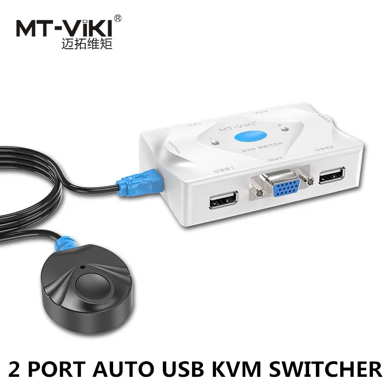 MT Viki 2 Port KVM Switch VGA USB Hotkey Wired Remote