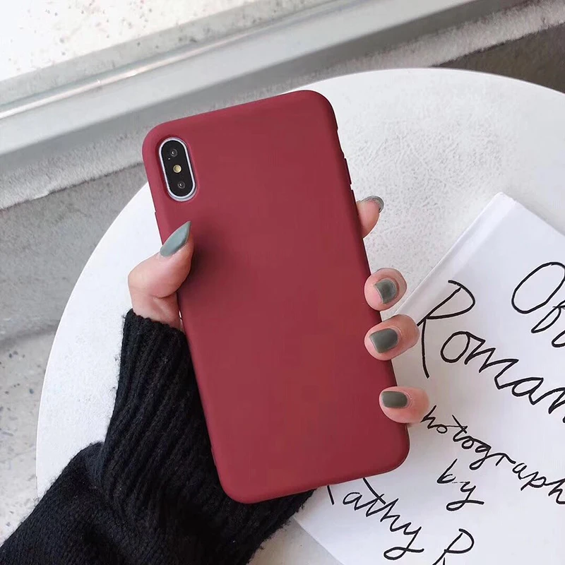 HUKU силиконовый чехол для телефона s для Apple iPhone XR X Xs Max 6 6s 7 8 Plus милый мягкий простой модный чехол-бампер - Цвет: Бордовый