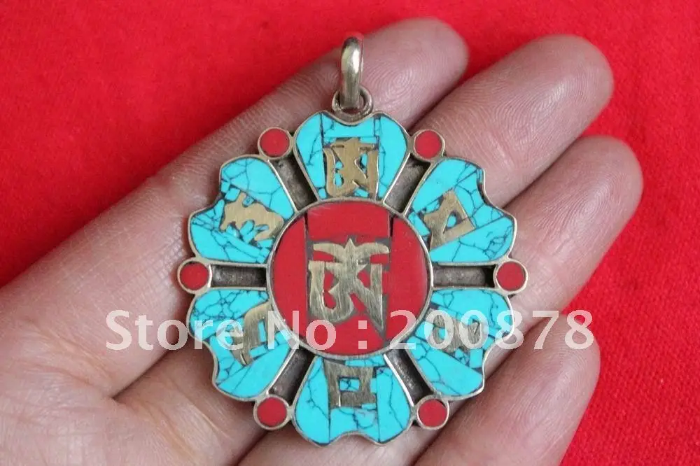 Tibetan JewelryTBP144 Tibetan six words mantras Amulet