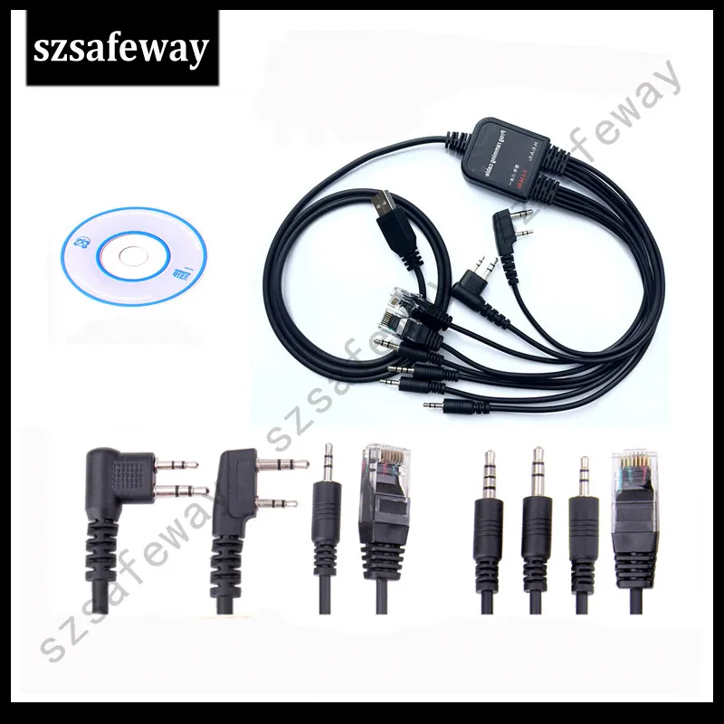 

8 in 1 USB Programming Cable for Baofeng kenwood PUXING UV-5R Yaesu Icom Wouxun hyt Radio Car Radio free shipping