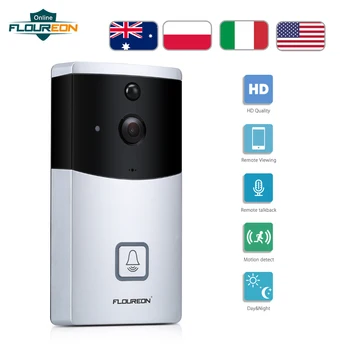 

Floureon WIFI Doorbell IP65 Waterproof Smart Video Door Camera 720P Wireless Intercom Alarm IR Night Vision PIR Motion Detection