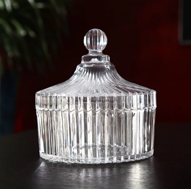 Wholesale Small Acrylic Crystal Sugar Bowl Stripe Clear Storage Candy