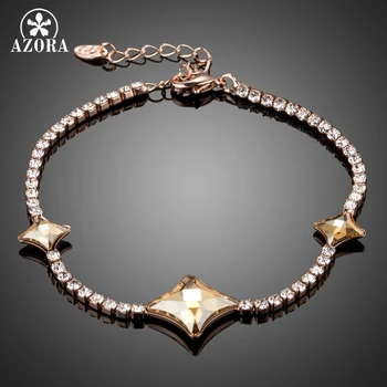 

AZORA New Fashion Paved Clear Cubic Zirconia With Love Forever Champagne Austrian Crystals Bracelet Jewelry for Women TS0174