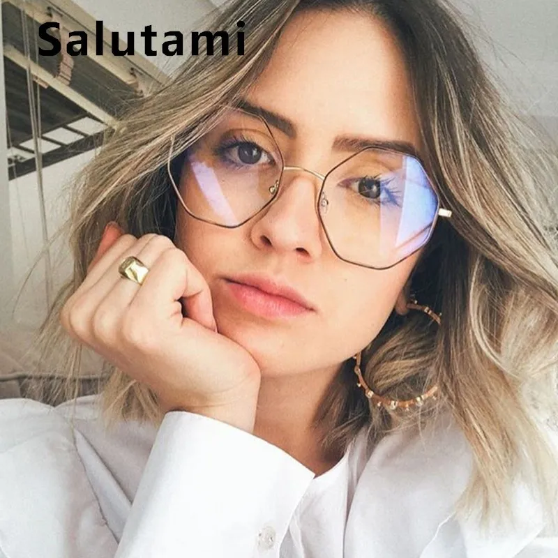 

Polygon Ultralight Gold Wire Frames Eyeglasses For Women Vintage Brand Sexy Glasses Frame Gold Black Clear Lens Eyewear Shades