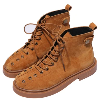 

Occident Retro Wind Martin Boots Autumn Winter New British Wind Student Knight Boots High Shoes Wild Booties Women Single Boots