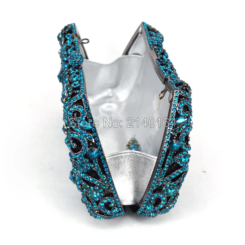 Bolso de de lujo con cristales de Aguamarina para mujer, cartera de mano con cristales de aguamarina, hecho a mano, para fiesta de noche, baile de graduación, 093 _ -