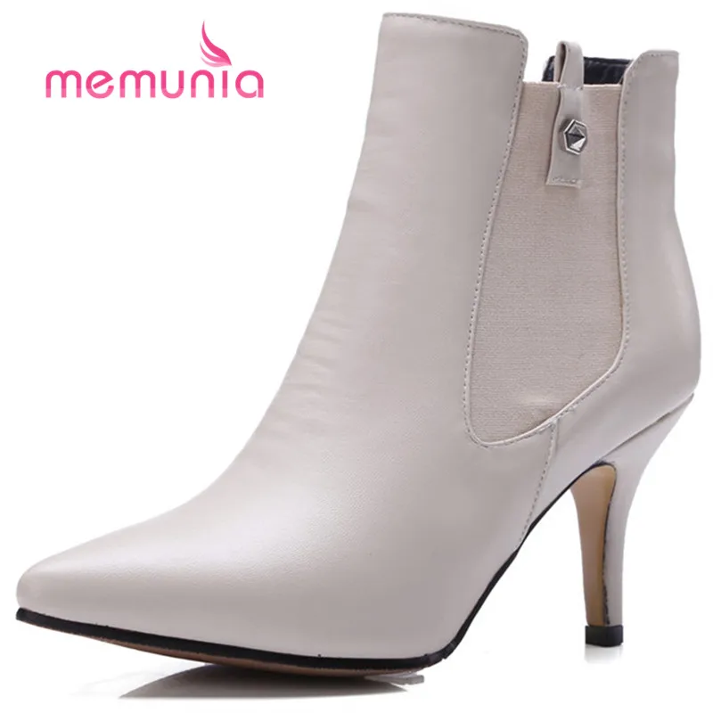 

MEMUNIA pointed toe high heels women boots big size 32-43 elegant stiletto heels boots 2020 new ankle boots for women