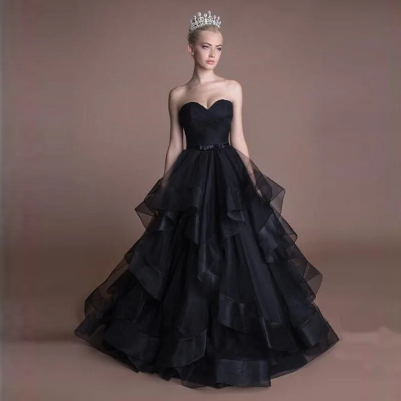 Новое поступление, бальное платье, фатиновые юбки для взрослых, модная шикарная юбка для выпускного вечера с оборками, черная длинная юбка для свадебной вечеринки, свадебные фото - Цвет: Черный