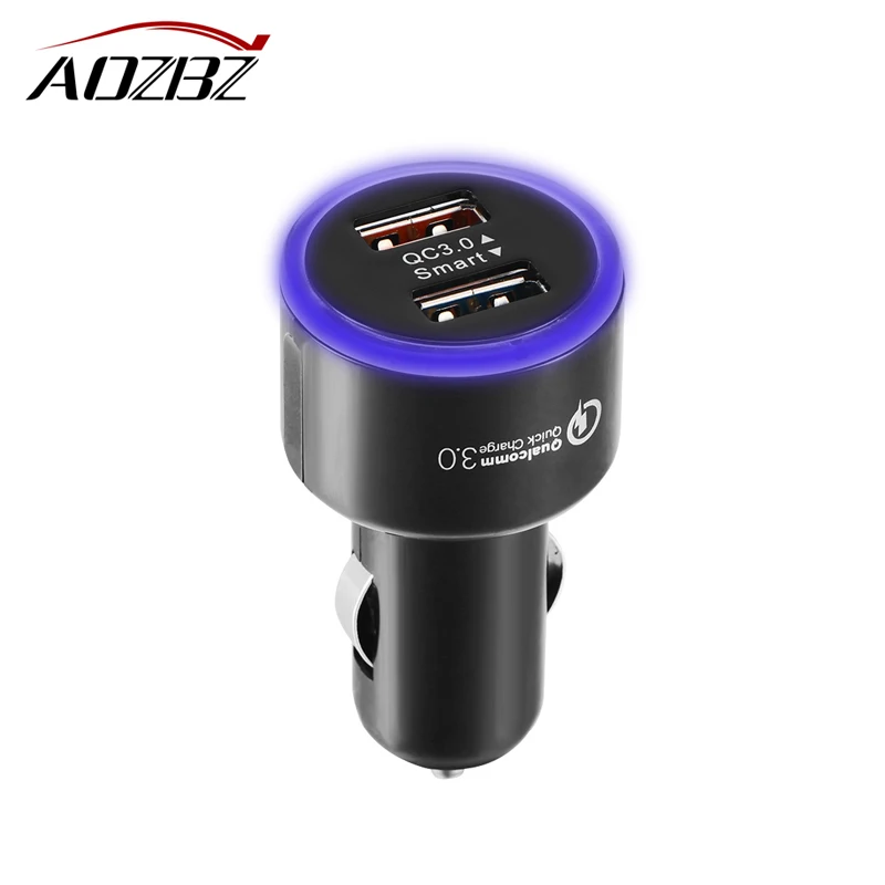 Автомобильное зарядное устройство QC3.0 с двумя USB портами для Samsung GALAXY S7 iPhone X 8 Plus 6 6S