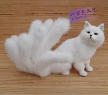 new simulation The nine-tailed fox toy white beautiful resin&fur fox doll gift about 28x26cm