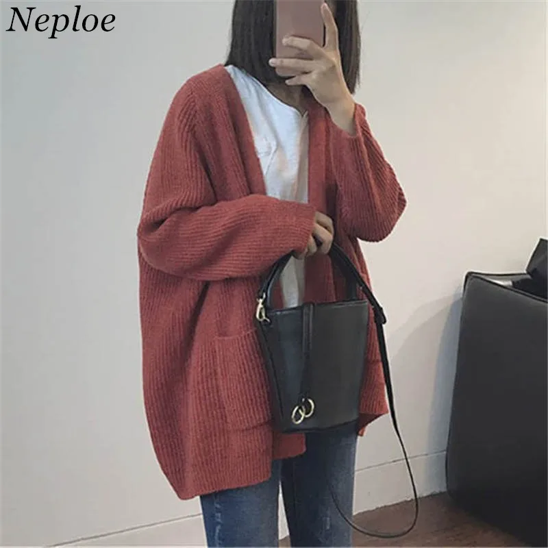 Neploe 2018 Ulzzang Casual Cardigan Knitted Jumper Autumn