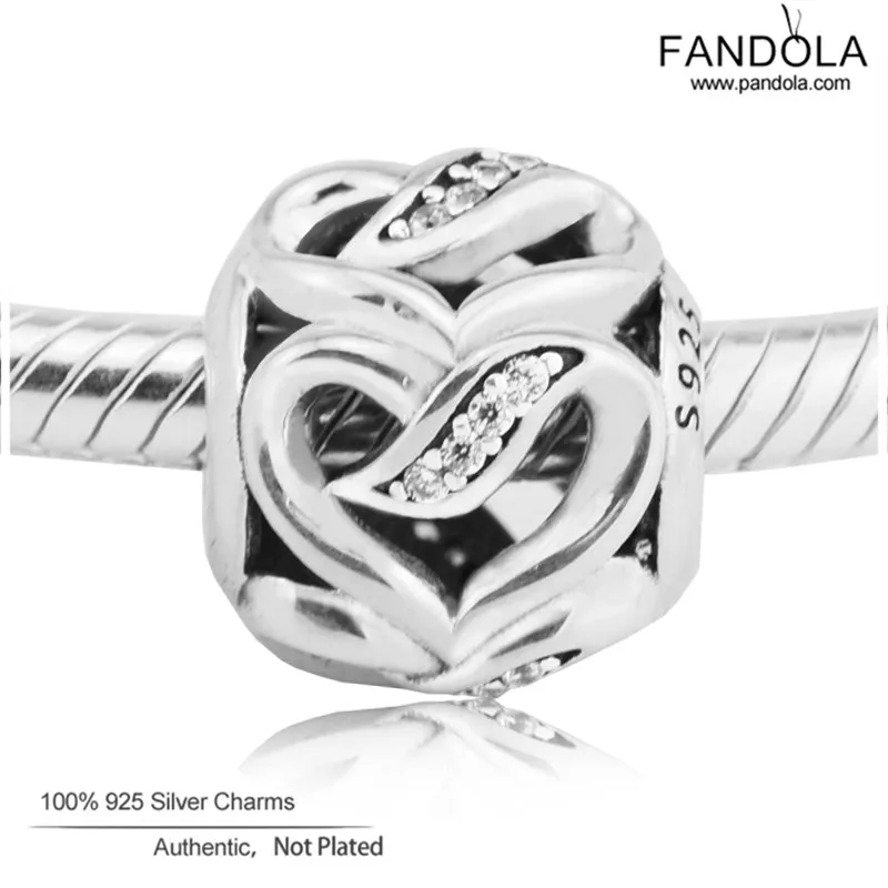 

Authentic 925 Sterling Silver Charm Clear Crystal Ribbons of Love Beads for Jewelry Making Fit Original Charms Bracelet Berloque