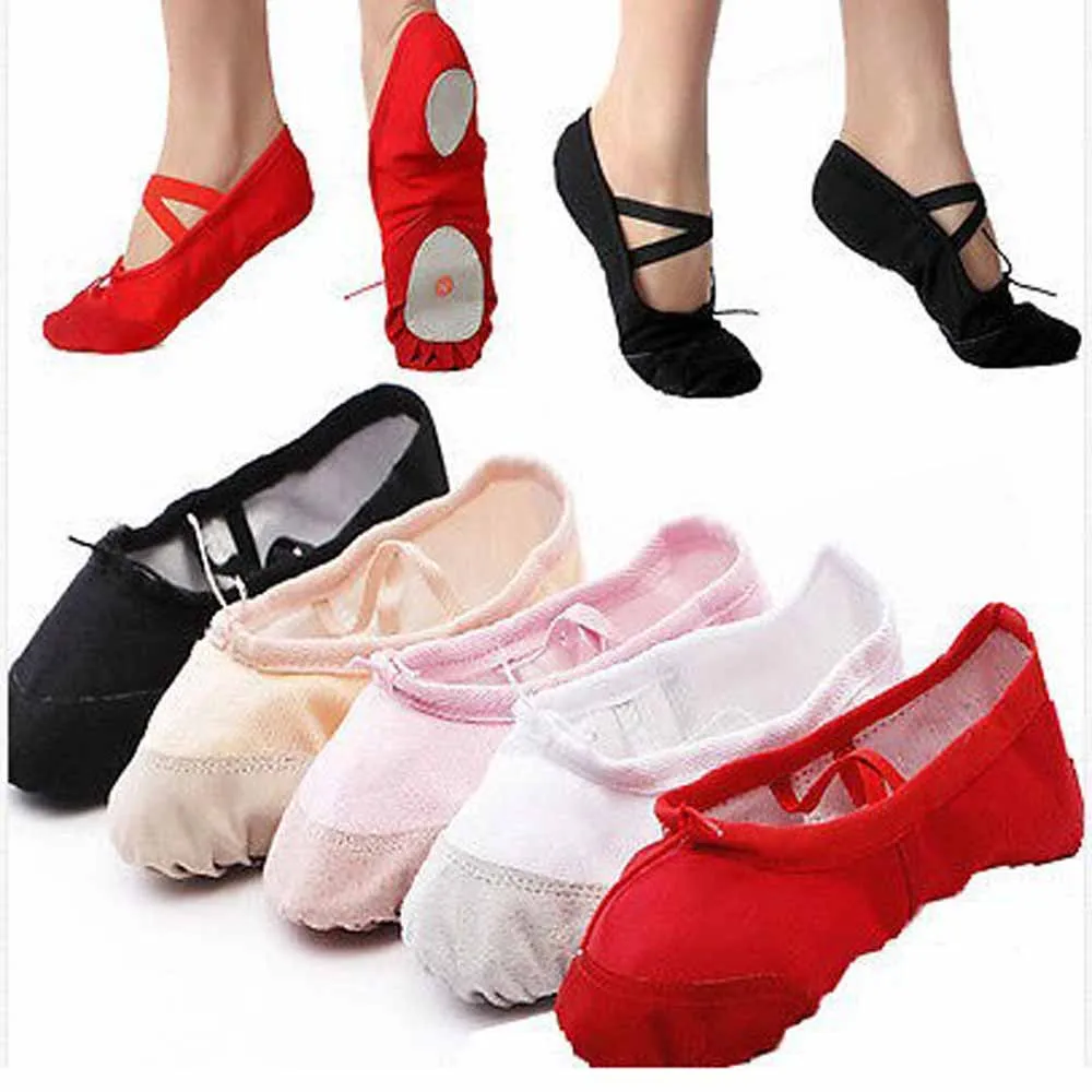 Female Adult Soft Dancing Ballet Shoes for Women Comfortable Fitness Breathable Canvas Practice