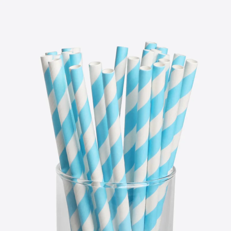 

New 25pcs/lot Light Blue Paper Straws For Birthday Party BabyShower Cupcake Flags Decor Wedding Decorative Party Supplies