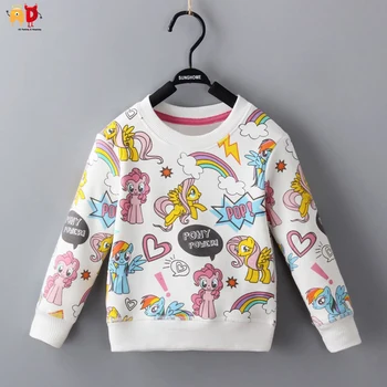 

AD Cute Pony Power Girls Fleece Thick Sweatshirts for Winter Kids Warm Thermal T-shirts for Spring Children's Clothes