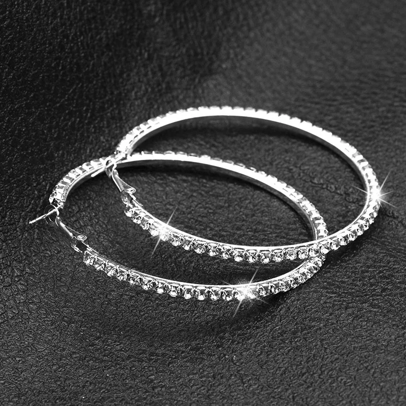 Модные простые блестящие серьги-кольца со стразами высокого качества женские роскошные серьги-кольца подарок на свадьбу ювелирные изделия аксессуары