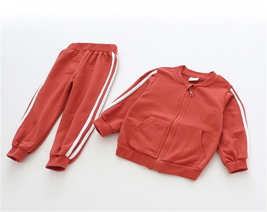 

Baby Boys and Girls Zipper Cardigan Sweatshirt and Sweat Pants Clothing Set 2019 Spring New Kids Leisure Two Pieces Sports Set