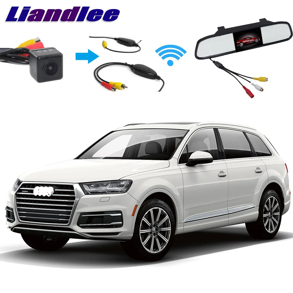 Liandlee 3in1 Wireless Receiver Mirror Monitor Special Rear View Camera DIY Backup Parking System For Audi Q7 TDI 4L 2010~2015