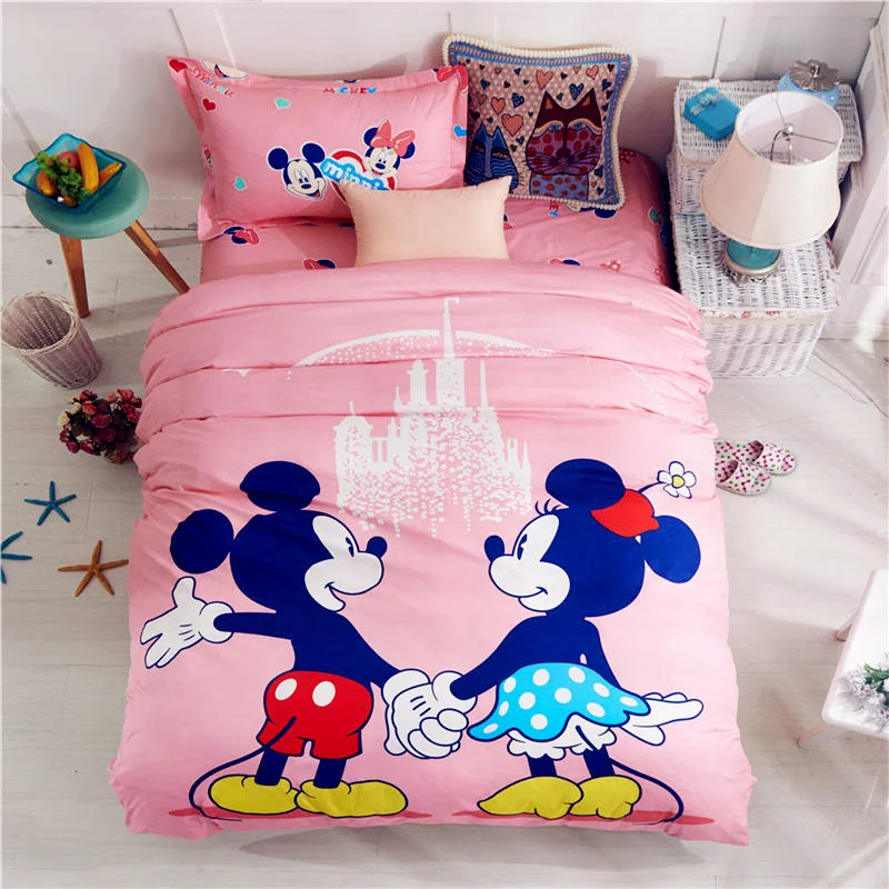 100% cotone rosa topolino e biancheria da letto Minnie singolo Twin Size 3d  trapunta copripiumino Set biancheria da letto per bambini ragazza tessili  per la casa 3/4pc - AliExpress