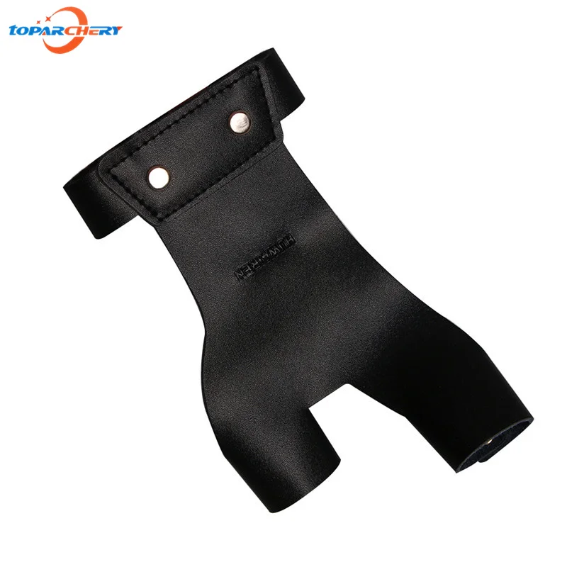 Archery Left Hand Finger Guard Black 2 Fingers Leather font b Glove b font for Traditional
