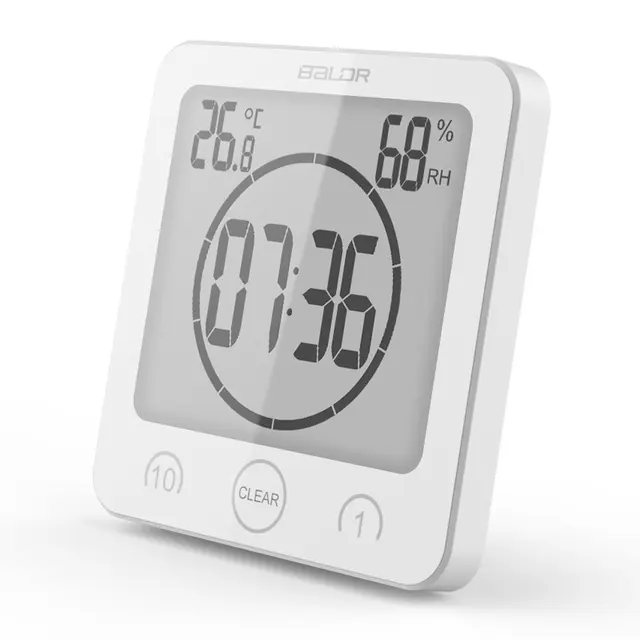 Bathroom Mirror Digital Alarm Clock Timer With Suction Cup For Bathroom Mirror Digital Alarm Clock Timer With Suction Cup For Drill Free Wall Mounting