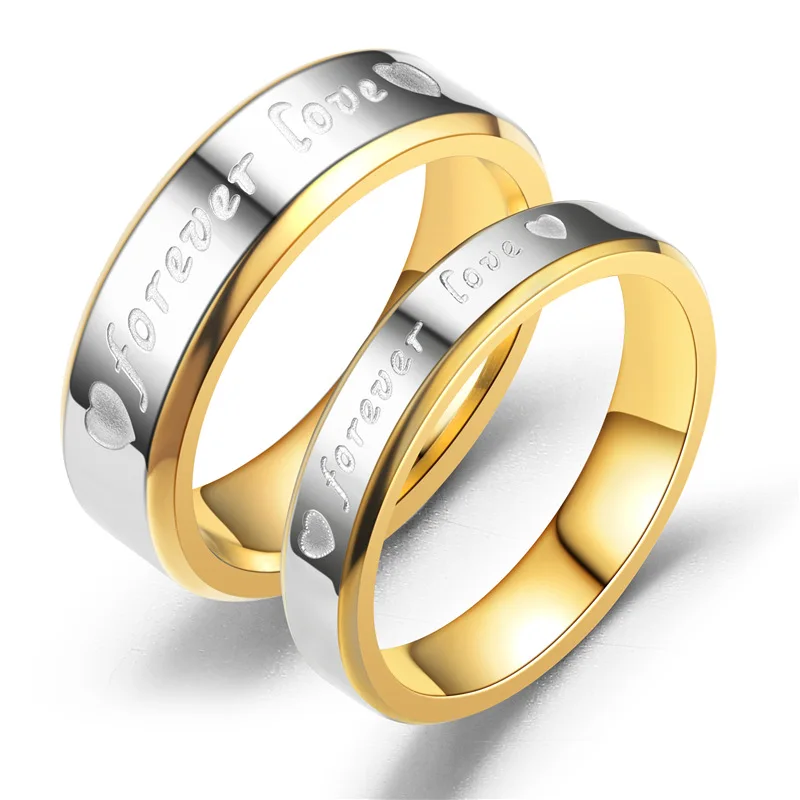 Romantic forever love Letter Rings for Lovers Wedding Bands Engagement Stainless Steel Ring for Women and Men Jewelry