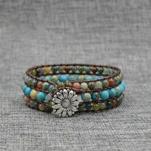 И американский модные плетеные натуральный камень Бусины Ручной женский браслет с небольшой, прямые продажи с фабрики