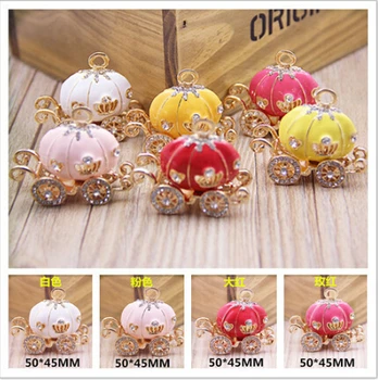 

New Arrived Rhinestone decoration alloy drop oil gold-color hollow out Cartoon pumpkin car charm diy phon/key chain pendants