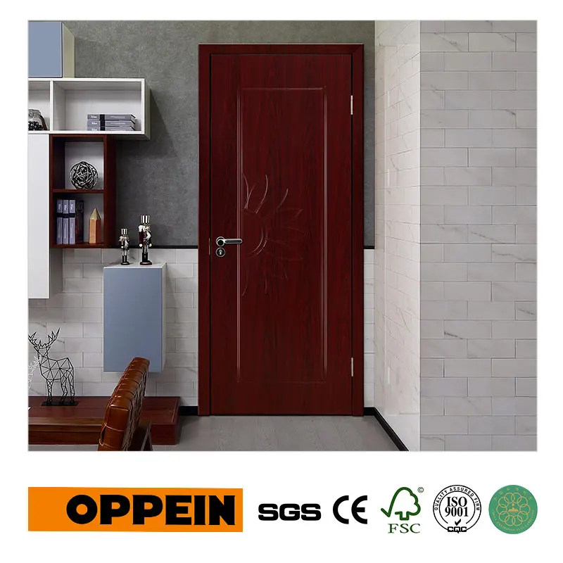 Vente Chaude Intérieur Bois Pvc Porte Unique Avec Motif De