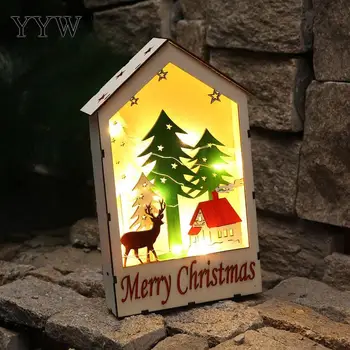 

New Christmas Accessories Christmas Ornaments Decorations Wooden Chalet Decor With Led Lights For Home New Year Party Gift Decor