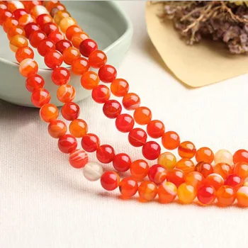 

8/10/12 mm Round Natrual orange strip Agate Beads gemstone Loose Beads For Bracelet DIY Jewelry