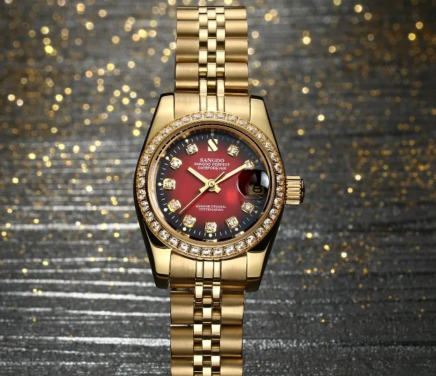 

28MM SANGDO Automatic Self-Wind movement High quality Luxury Women's watches Plating 18KY Mechanical watches 08S