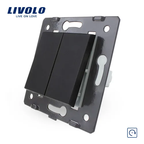 Livolo стандарт ЕС 2 банды сброса функция ключ для стены кнопочный переключатель, 4 цвета, пластиковые материалы, C7-K2H-11/12/13/15 - Цвет: Black