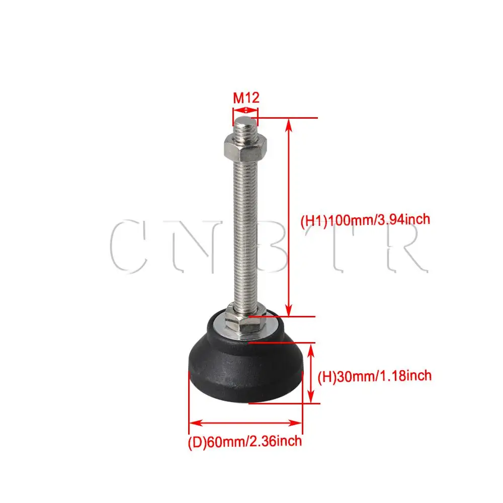 4X CNBTR M12x100mm резьба 60 мм диаметр Регулируемый нивелир ножки стол скользит мебельные ножки выравниватель регулятор запасные части