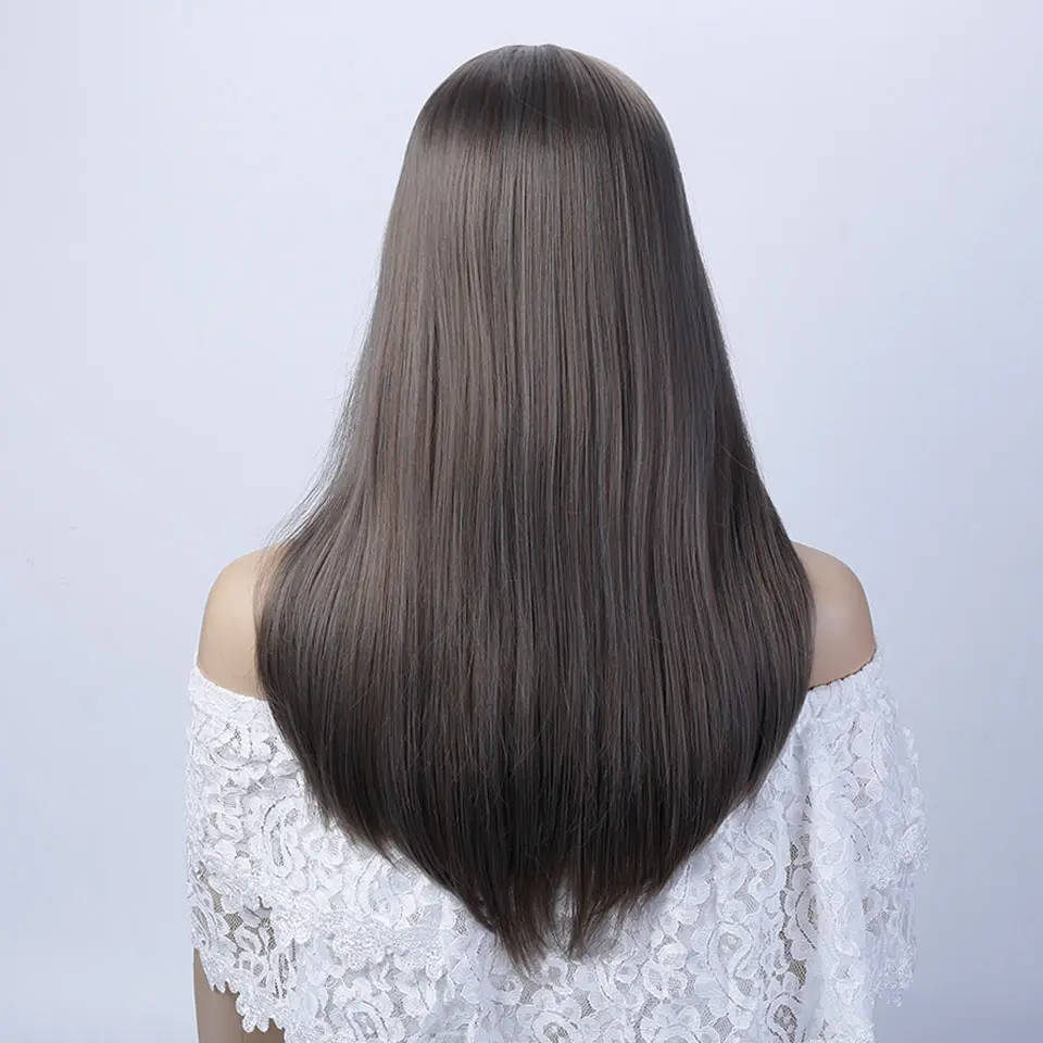 AOSIWIG 2" синтетические волосы Для женщин длинные натуральный черный прямо парик высокого Температура волокна для вечерние подарок коричневый 4 цвета доступны
