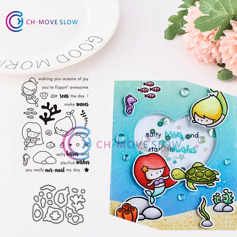

CH Mermaid Metal Cutting Dies and stamps DIY Scrapbooking Card Stencil Paper Craft Handmade Album Handbook Decoration
