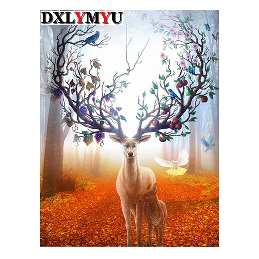 

3D Diy Diamond Embroidery Rhinestone Pasted 5D Cross Stitch Deer Diy Diamond Painting Mosaic Home Decor Animals Picture