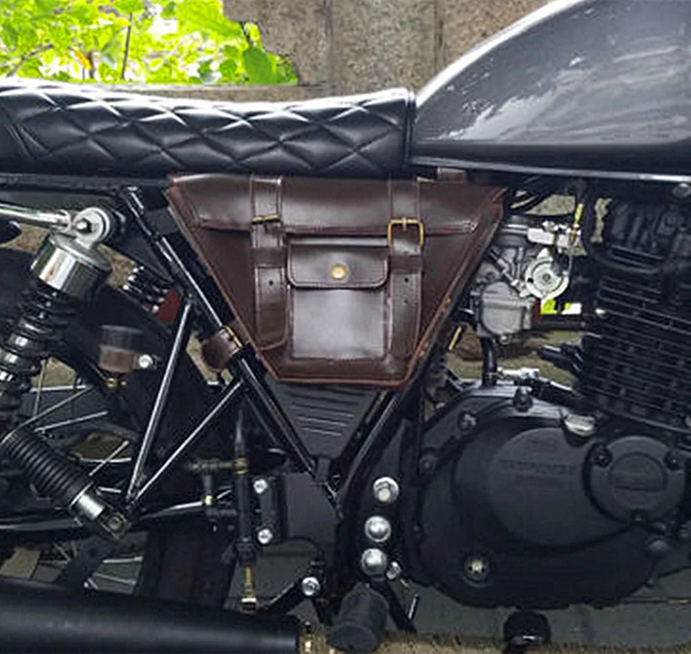Bolsas laterales para SILLÍN de motocicleta CAFE RACER, bolso de equipaje de Motor de cuero genuino, de herramientas para bicicleta Chopper, old school|motorcycle side|school schoolsschool - AliExpress