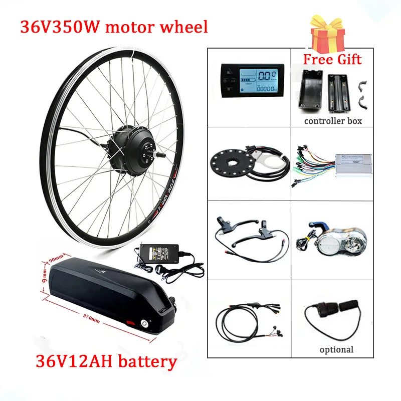 36V 250W-500W Electric Bike Kit Ebike Kit 20"-700C 28 inch Front Hub Wheel Motor Samsung Electric Bicycle Conversion Kit E Bike - Цвет: 350W 36V12AH LCD